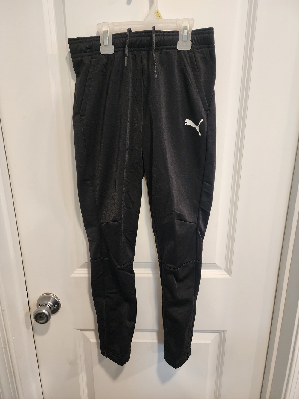 Puma Youth Black Joggers with White Logo